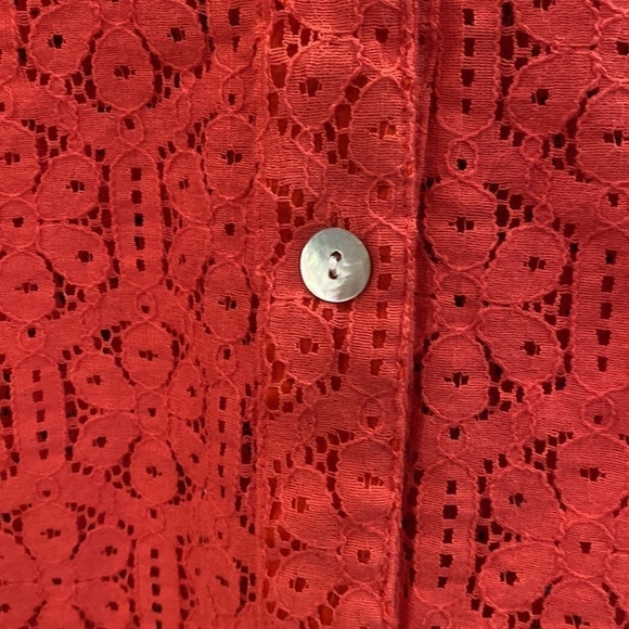 Tangerine see through lace blouse with pearl buttons. XL - Picture 5 of 8